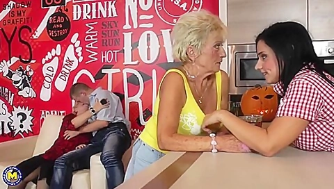 Marina T., Trix And Josinda - Three Old And Young Lesbians Do Each Other And Get Some Cock As Well