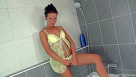 Petite Hairy Woman Promesita Enjoys Her Mornings